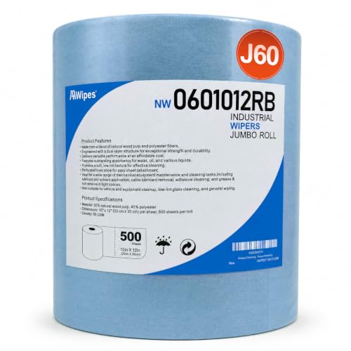 Image of AAwipes Cleanroom Wipes Roll, 10x12 inch 500 Sheets Blue, Cellulose Polyester | Low-Lint, Highly Absorbent, Surface Cleaning, Lab & Industrial Applications