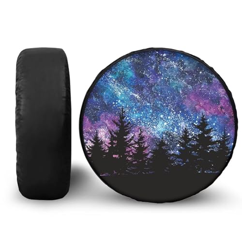 Image of Forest Spare Tire Cover PU Leather, Weatherproof Wheel Protectors Tyre Covers Universal Fit for Trailer RV SUV Truck Camper Travel Trailers, 16 inch Fits Tire Diameter 29.6 inch-31.5 inch