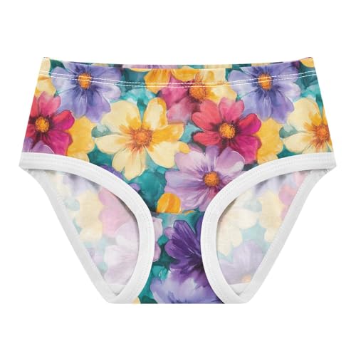 Girls Underwear Soft Cotton Watercolor Floral Kids Panties in Sizes 2/3t, 4t, 5t, 6 and 8
