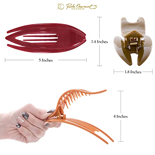 Rc Roche Ornament 6 Pcs Womens French Concord Curved Hair Clip No Slip Strong Grip Comfortable Hold Girls Ladies Beauty Accessory Fashion Pin Teeth Clamp, Large Classic Multicolor #TOP3