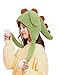 Doladola - Cappello invernale in peluche con coda di dinosauro e orecchie da coniglietto in movimento Verde Taglia Unica