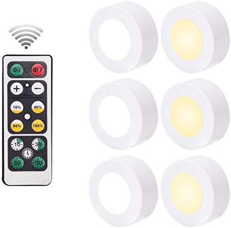 ROMAN Pack of 6Pcs LED Cabinet Lights, Cordless Battery-Powered LED Night Light, Stick-anywhere Closet Lights Stair Lights, Puck Lights for Home, Kitchen, Hallway, Cabinet, Stairs (Warm White)