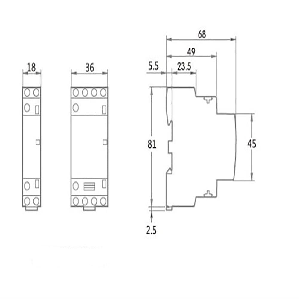Contattore CA 220V 2P 63A 2NO - Teleruttore Manuale/Automatico Per Guida DIN, Monofase - Foto 9