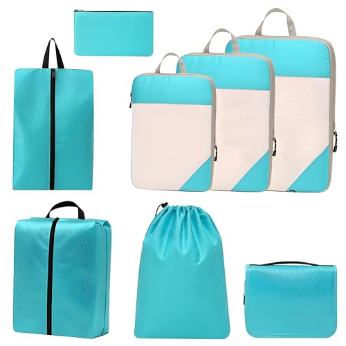 Storage Bag, travel storage bags set (8pcs) for makeup, camping, and luggage - vacuum compression...
