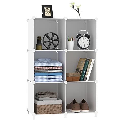 Awtatos Cube Storage Organizer, Storage Cubes Shelves Bookshelf, 6 Cube Closet Organizers And Storage, Diy Stackable Plastic Clothes Organizer Shelving For Bedroom, Home Office, White #TOP6