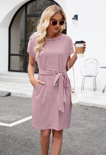 Image of MEROKEETY Women's 2026 Summer Short Sleeve Casual T Shirt Dress