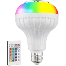 SKYLAR LED Color Changing Light Bulb with Bluetooth Speaker, E26 A23 RGB Bulb, 4 Light Modes, Remote Control, Color Changing Party Light for Bedroom, Home Decor & Holidays