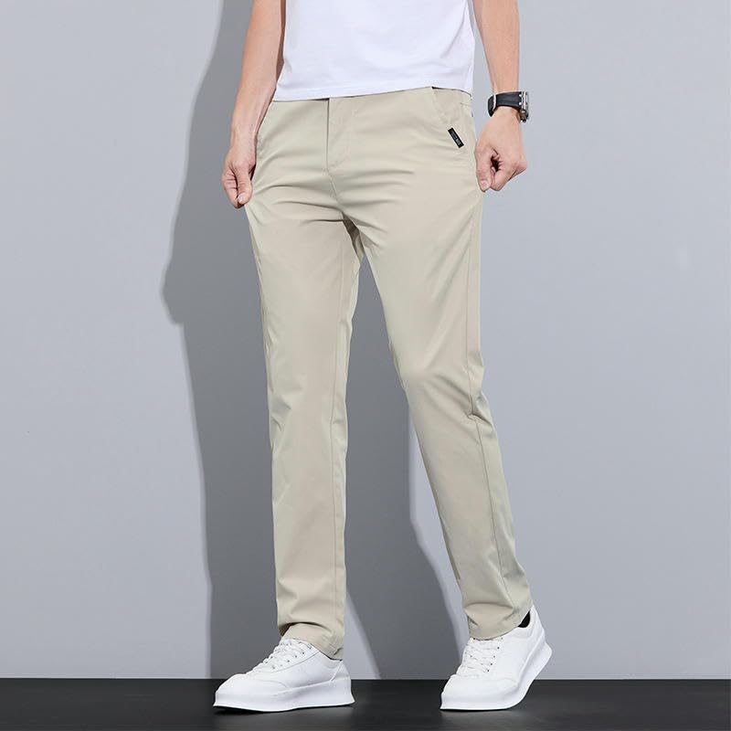 Men's Summer Thin Ice Silk Breathable Slim Straight Versatile Business Casual Pants2