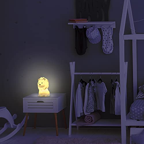 Globe Electric 13849 Lion Multicolor Changing Led Integrated Rechargeable Silicone Night Light, Table Lamp, Tap Light, White, Room Décor, Home Décor, Nightstand, Bedside Lamps, Led Lamp, Led Lights #TOP2