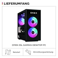 HP Omen 35L Gaming Desktop PC, AMD Ryzen 7 8700F, 32 GB DDR5-SDRAM, 1 TB SSD, NVIDIA GeForce RTX 5070, Tower PC, Windows 11 Home, Schwarzes Metall mit Glas Blende + HyperX Cloud Alpha Wireless Headset – Ansicht 9