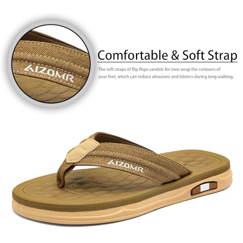 Image of Mens Flip Flops Thong Sandals Lightweight Comfortable Summer Beach Slides Soft Cushion Footbed Open Toe Slippers for Pool Showers Dorms Water Friendly Indoor and Outdoor