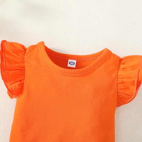 Image of LYSMuch Toddler Baby Girls T Shirt Ruffle Sleeveless Kids Cotton Tshirt Solid Color Blouse