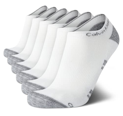 Image of Calvin Klein Mens No Show Socks - 6 Pack Soft Cotton Blend Cushioned Athletic Low Cut Socks for Men for Sports and Running