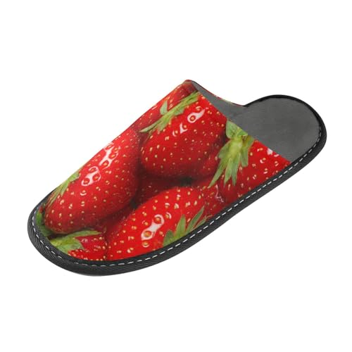 ALAZA Strawberry Fruit Fuzzy Slippers for Women Men Warm Soft Lightweight Memory Foam House Slippers 10.5-112
