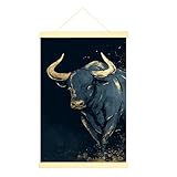 Lienzo decorativo para colgar en la pared, diseño minimalista moderno de cuernos dorados, color azul marino, pintura de pared, apartamento, sala de estar, dormitorio, 40,6 x 60,9 cm