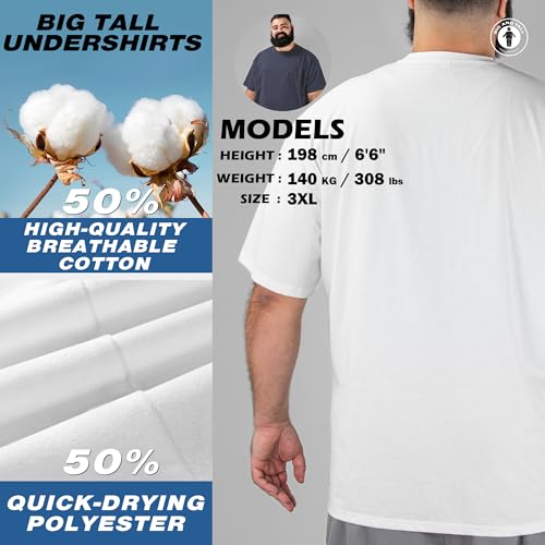 BRISIRA Big and Tall Shirts for Men Undershirts 3-Pack Lightweight Casual Tee Breathable Soft Short Sleeve T-Shirts Crew Neck2