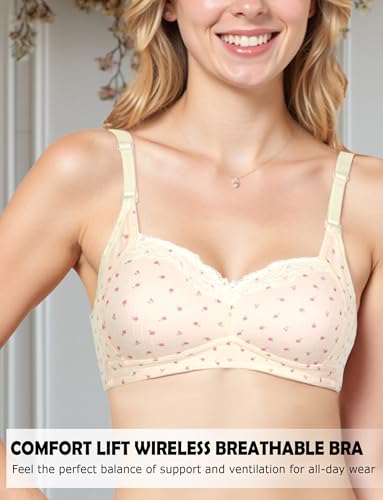 SEAUR Teens Girls Training Bras for Big Kids Age 12-18 Printed Soft Support Fixed Pads Full Coverage for Small Chested Women2