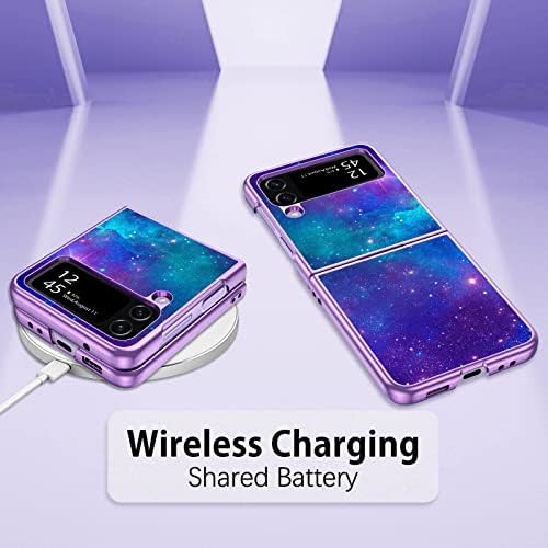 DUEDUE Case for Samsung Z Flip 4, Glow in the Dark Ultra Slim Fit Shockproof Protective Silicone Nebula TPU Anti Scratch Bumper Protection Galaxy Z Flip 4 5G Luminous Case Cover, Blue