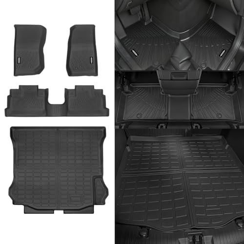 NQOQN Custom Fit Floor Mats for Jeep Wrangler JK Unlimited 2007–2018 4-Door (NOT for JL/2-Door), All Weather TPE Floor Liners & Trunk Mat, Odorless Full Set Interior Accessories