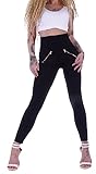  High Waist Damen Hosen Treggings Jeans Jeggings Damen-Hose-n Jeans-Hose-n Hoher Bund Hoch geschnitten Leibhöhe Stoffhose-n Business Stretch-Hose-n Skinny Röhrenjeans Gr Größe Schwarz M 38