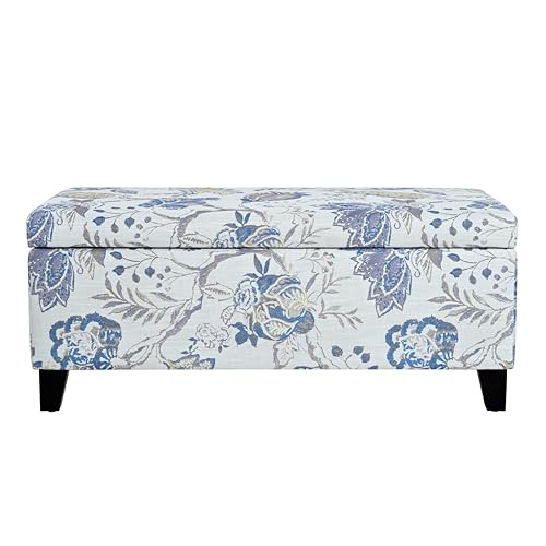 Christopher Knight Home Nesbit Living Room Ottoman with Storage, Entryway Fabric Upholstered Storage Ottoman Bench, Rectangular Sofa Foot Stool, Bedroom End of Bed Bench, Shoe Organizer, Light Blue
