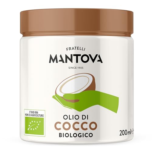 Mantova Aceite de Coco Orgánico en Tarro 200ml – Natural, Vegano, Saludable – Para Cocina, Horno, Sartén, Smoothies y Snacks – Energía y Bienestar – Idea de Regalo