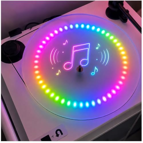 QIULIGHT LED Turntable Kit for Vinyl Record Stabilizer with Music Sync Remote Controlled Color...