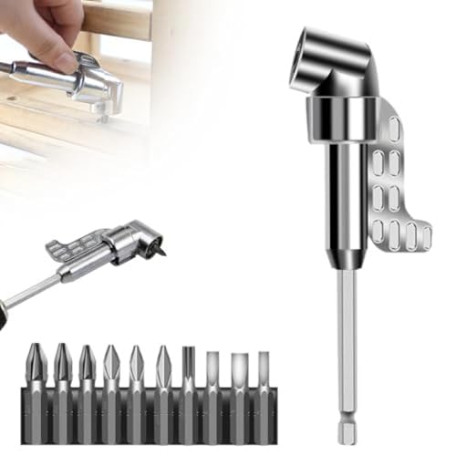 105° Winkelschrauber Vorsatz Adapter, Winkelbohraufsatz, Corner Tool Screw Hub with Multi-function Bend Screwdriver Bit, 1/4-Zoll Sechskantschaft Winkelgetriebe für Garage Bauarbeiter (Lang)