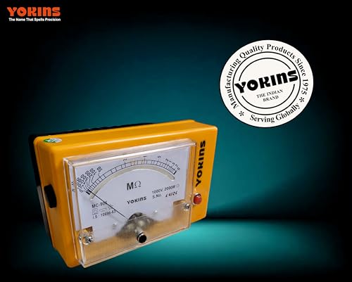 Image of YOKINS Analog Insulation Tester 1000V 2000MΩ Battery Operated Megger | Made in India | High Accuracy ±5% | IR Tester for Motor, Cable, Transformer | with Battery & Leads (BA-10020)