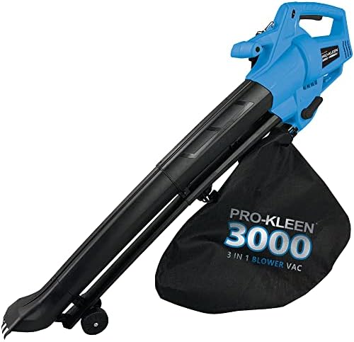 Pro-Kleen Garden Leaf Blower And Vacuum - 3000W - Also Shreds Mulches And Rakes , 6 Variable Speeds, 10m Power Cable, UK Plug, 2 x 35L Large Collection Bags, 10:1 Mulching Shredding Ratio, Lightweight