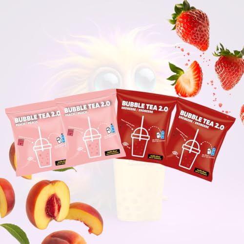 Pfirsich & Erdbeere Bubble Tea 2.0 - Instant Bubble Tea im Beutel inkl. Strohhalme, Einfache Zubereitung, Mit Milch oder Wasser, Perfekt für Unterwegs, Recyclingfähig, Intensiver Geschmack Pfirsich & Erdbeere Bubble Tea 2.0 - Instant Bubble Tea im Beutel inkl. Strohhalme, Einfache Zubereitung, Mit Milch oder Wasser, Perfekt für Unterwegs, Recyclingfähig, Intensiver Geschmack