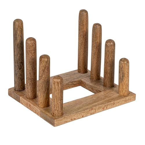 Creative Co-Op Mango Wood Kitchen Stand with 3 Sections, Natural