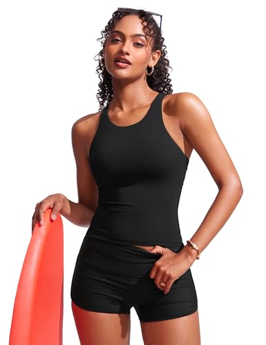 CRZ YOGA Racerback Tankini Tops for Women High Neck Modest Bathing Swim Suits Sporty Tank Only No Bottom3