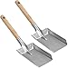 com-four® 2X Cuillère à Charbon avec Lame galvanisée - Pelle de Four avec Manche en Bois - Pelle à Charbon pour cheminée, Four, Gril (02 pièces - Pelle à Charbon)