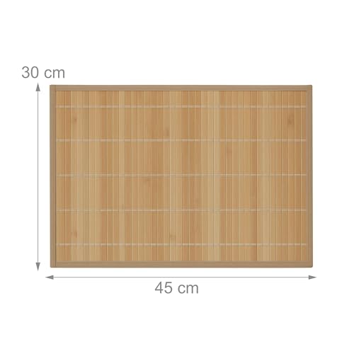 Relaxdays 6 Tovagliette all'Americana da Tavolo in Bambù, Base Antiscivolo 30x45 cm, Facile da Pulire, Naturale - immagine 5