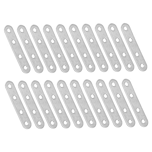 MUSISALY 20pcs Stainless Steel Angle Iron Flat Straight Bracket Steel Brackets Straight Brackets Heavy Duty Flat Bracket Right Angle Connector Steel Brace Connector Repair Bracket Silver