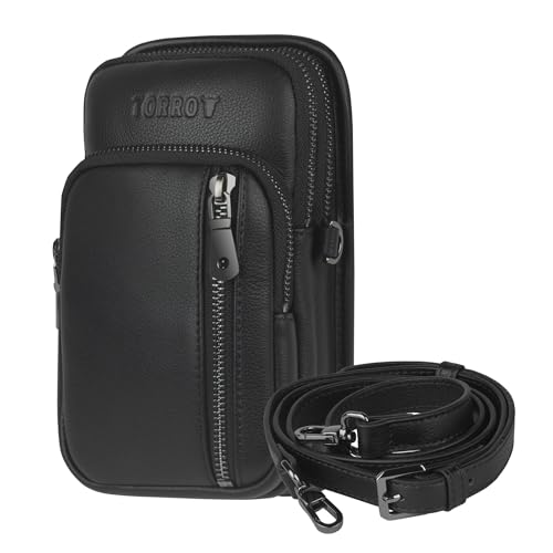 TORRO Leather Phone Bag – Premium Leather Crossbody Phone Bag with Adjustable Strap and Secure Zipped Compartments