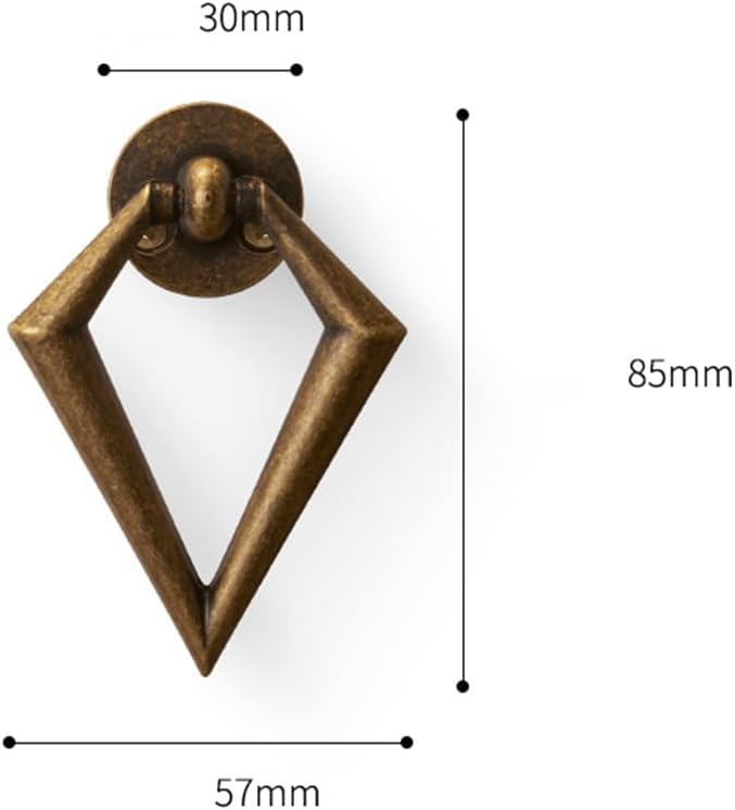 Vintage Triangle Cabinet Handles, Antique Bronze Zinc Alloy Drawer Pulls, 4-Piece Set, Diamond Shape Furniture Hardware