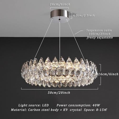 Lampe suspendue à intensité variable lustre cristal 50cm - 3