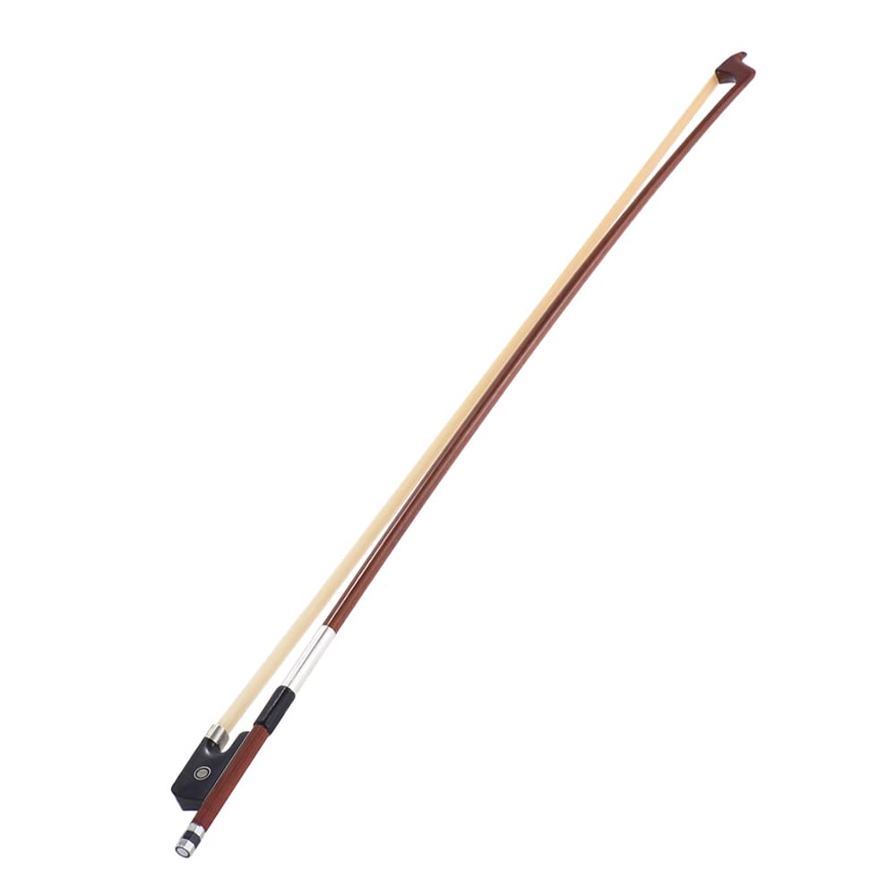 Domary Smyczek Wiolonczelowy 4/4, Ośmiokątny Okrągły Kij z Drewna | Kokardka z Włosia Końskiego, Pełny Wymiar 72 Cm, Szybka Reakcja, Dobrze Wyważona, Skórzany Uchwyt, Uzwojenie Drutem