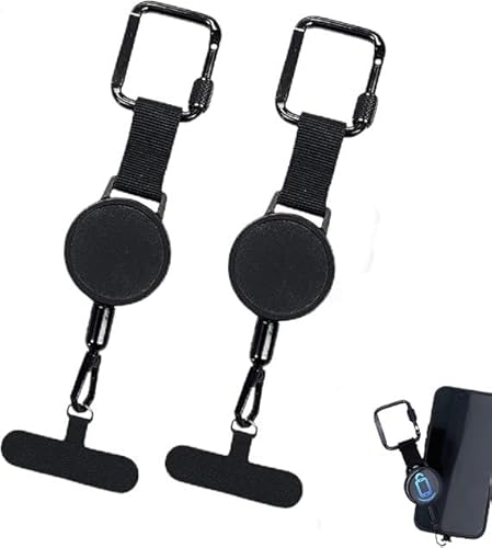 Générique Cordon De Sécurité Pour Téléphone, 2pcs Porte-clés Rétractable Antivol Avec Chaîne Harnais Téléphone Portable Extensible Pour La Randonnée, Le Vélo