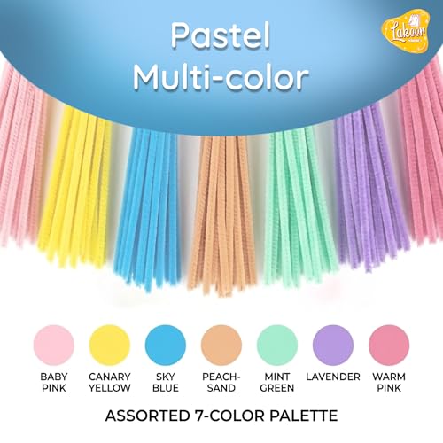 Image of Lakeer Pipe Cleaners 100 Pcs 7 Pastel Colors Chenille Stems for DIY Crafts Decorations Creative School Projects (6 mm x 12 Inch)