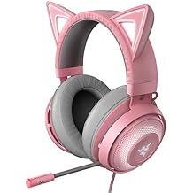 Razer Kraken Kitty RGB USB Gaming Headset THX 7.1 Spatial Surround Sound - Chroma RGB Lighting - Retractable Active Noise Cancelling Mic - Lightweight Aluminum Frame - for PC - Quartz Pink