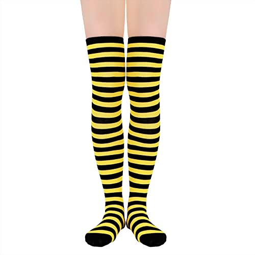 Image of Zando Womens Stripes Thigh High Socks Thigh Highs Casual Knee High Stockings