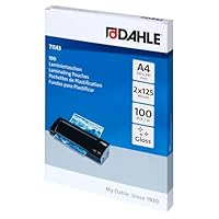 Dahle Laminierfolien A4, 250 Micron (2x125) - 100 Stück - Hochwertiger Schutz für wichtige Unterlagen und Fotos, Glänzend