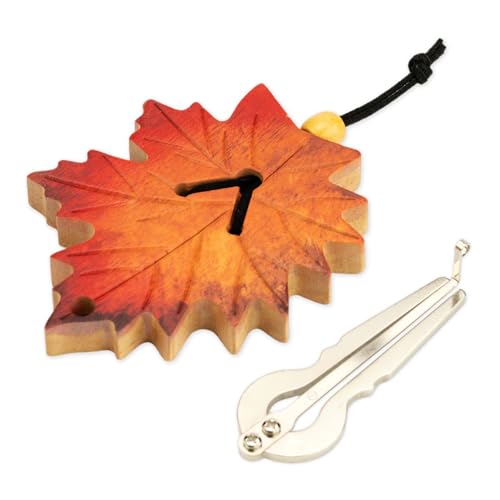 Jaw Harp with Maple Leaf Wooden Case - Handmade Mouth Harp Instrument, Stainless Steel Jew’s Harp for Beginners & Hobbyists, Portable Musical Gift Set by Suttaya