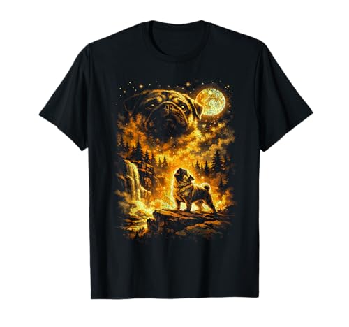 Pug Howling At Moon T-Shirt