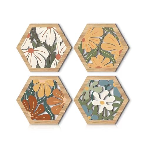 Décoration murale en bois hexagonale sans perçage pour embellir facilement un mur vide