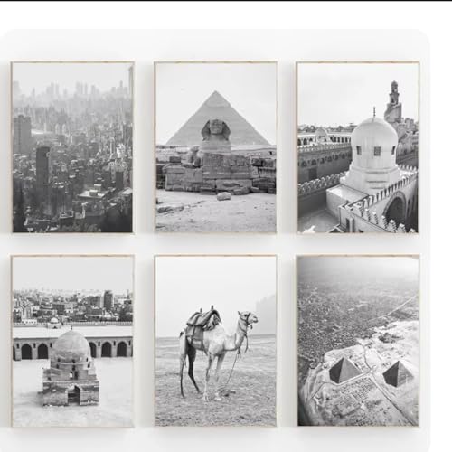 Affiches d'Égypte en noir et blanc décoration Sphinx et Le Caire 40x50cm
