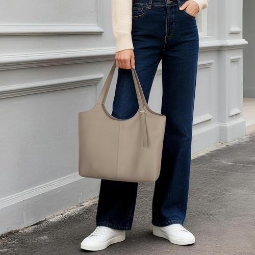 Image of befen Genuine Leather Tote Bags for Women, Real Leather Shoulder Handbags Satchel Purses with Adjustable Strap
